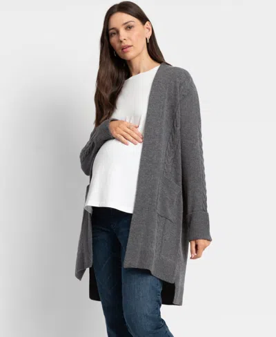 Seraphine Women's Merino Maternity Cardigan In Charcoal Marl