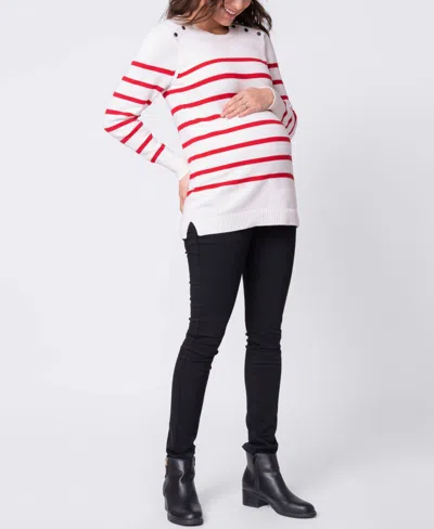 Seraphine Women's Nautical Cotton Maternity And Nursing Jumper In Red