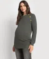 Seraphine Amalia Ripple Stitch Maternity + Nursing Sweater In Khaki In Khaki