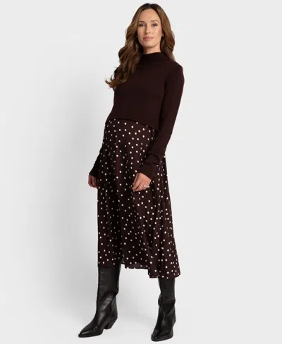 Seraphine Women's Skirt With Knit Topper In Brown