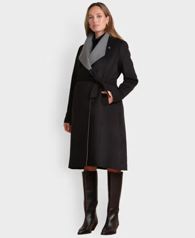 Seraphine Women's Wool Blend Wrap Maternity Coat In Black