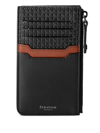 Serapian 72 Zipped Card Holder In Black