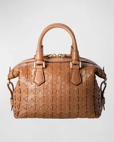 Serapian Ani Mini Mosaic Leather Top-handle Bag In Tan