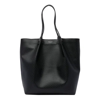Serapian Medium Vertical Secret Monogram-embossed Tote Bag In Negro
