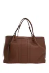 Serapian Secret Textured-leather Tote In Brown