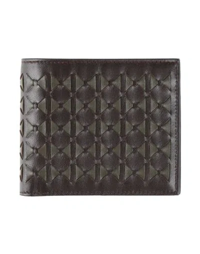 Serapian Billfold 8cc Mosaico Black/amaranth Man Wallet Military Green Size - Lambskin, Calfskin