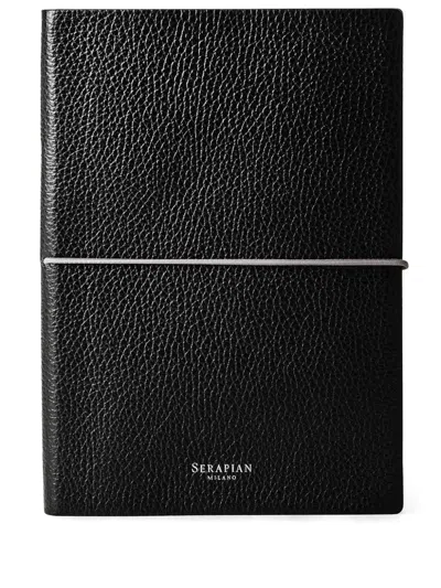 Serapian Cachemire Leather Notebook (26cm X 21cm) In Black