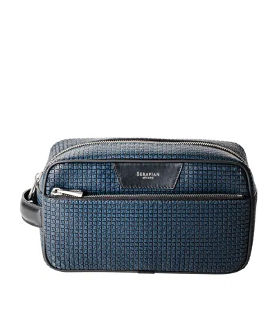 Serapian Coated Canvas-leather Wash Bag In Ocean Blue Black