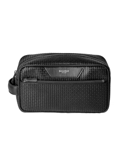 Serapian Coated Canvas-leather Wash Bag In Black