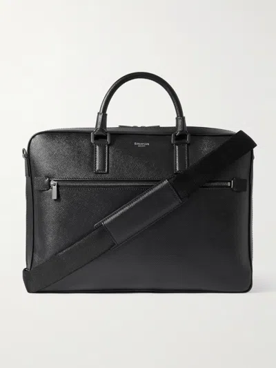 Serapian Evoluzione Cross-grain Leather Briefcase In Black