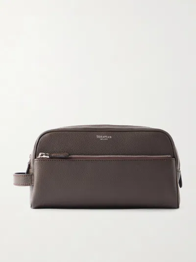 Serapian Full-grain Leather Wash Bag In Brown