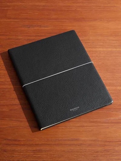 Serapian Large Logo-print Full-grain Cachemire Leather Notebook In Black