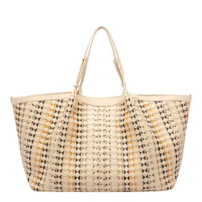 Serapian Maxi Mosaico Secret Tote Bag In Beige