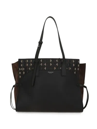 Serapian Medium Mosaico Panelled Tote Bag In Black