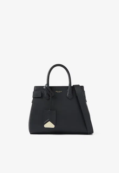 Serapian Meliné Leather Top Handle Bag In Black