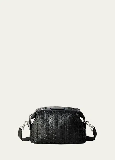 Serapian Men's 2-in-1 Mosaic Leather Clutch Bag In Black