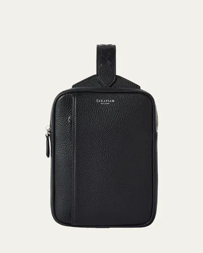 Serapian Men's Cachem Leather Sling Bag In Black