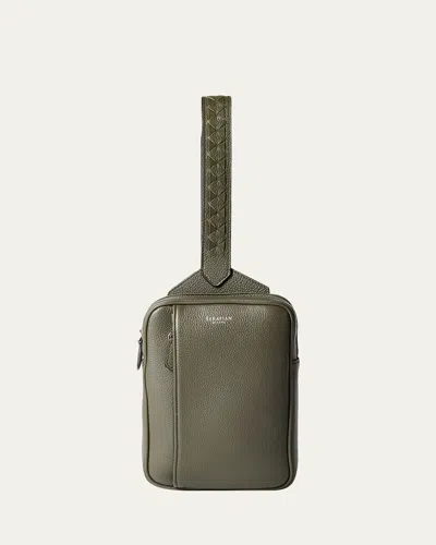 Serapian Men's Cachem Leather Sling Bag In Green