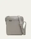 Serapian Men's Cachemire Leather Crossbody Bag In Cement