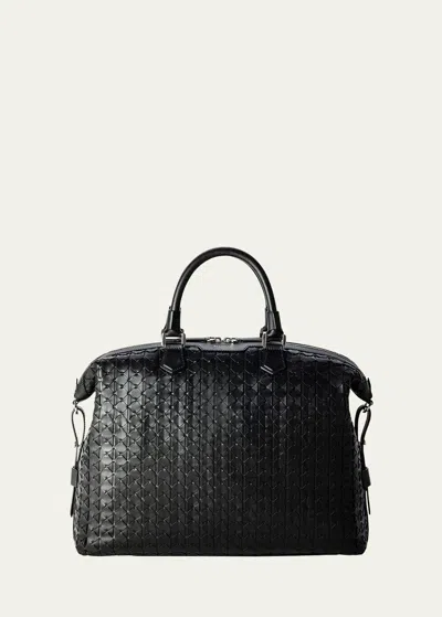 Serapian Men's Mosaico Leather Briefcase In Black