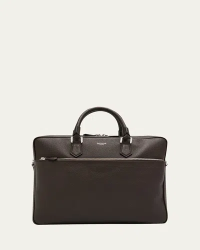 Serapian Men's Slim Briefcase In Cachemire Leather In Espresso