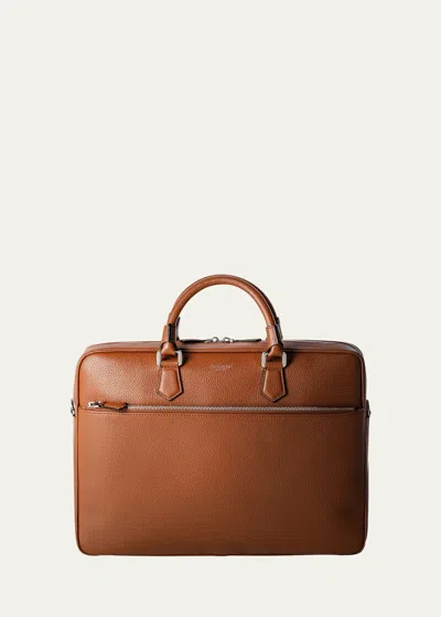 Serapian Men's Slim Briefcase In Cachemire Leather In Animal Print