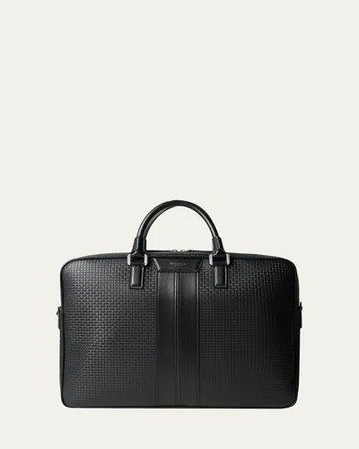 Serapian Men's Slim Stepan Canvas And Leather Briefcase In Black