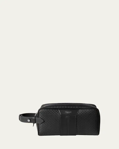 Serapian Men's Stepan Canvas And Leather Wash Bag In Black