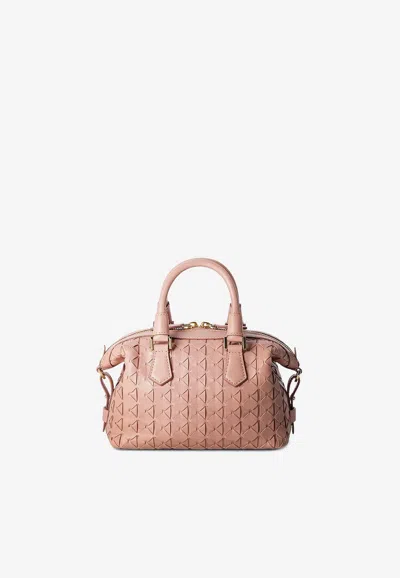 Serapian Mini Ani Mosaico Leather Top Handle Bag In Pink