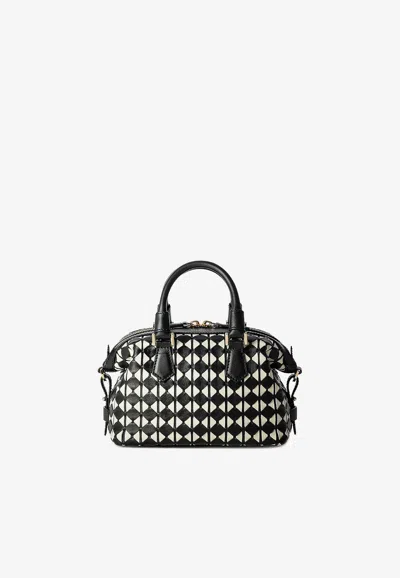 Serapian Mini Anì Mosaico Leather Top Handle Bag In Black