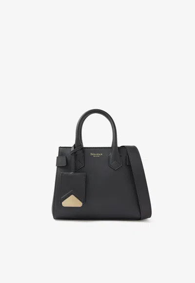 Serapian Mini Meliné Leather Top Handle Bag In Black
