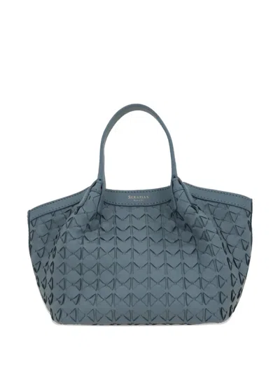 Serapian Mini Secret Leather Tote Bag In Blue