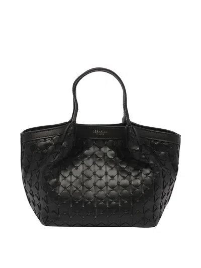 Serapian Mini Secret Mosaico Handbag In Black