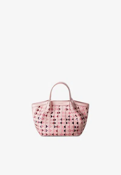 Serapian Mini Secret Mosaico Leather Shoulder Bag In Pink