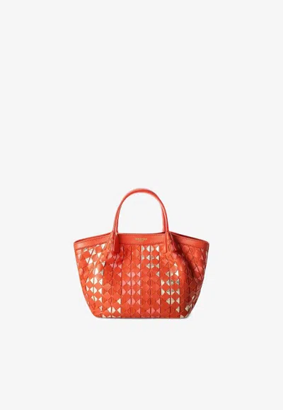 Serapian Mini Secret Mosaico Leather Shoulder Bag In Red