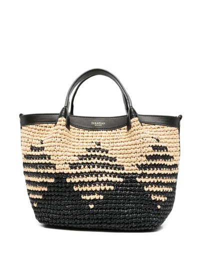 Serapian Mini Secret Mosaico Tote Bag In Black