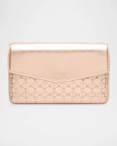 Serapian Mosaic Metallic Leather Pochette Wallet On Chain In Dream