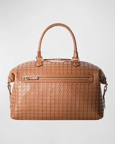 Serapian Mosaic Travel Leather Duffel Bag In Tan