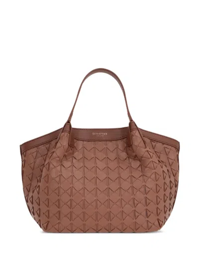 Serapian Mosaico Mini Tote Bag In Brown