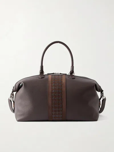 Serapian Mosaico-detailed Leather Weekend Bag In Brown