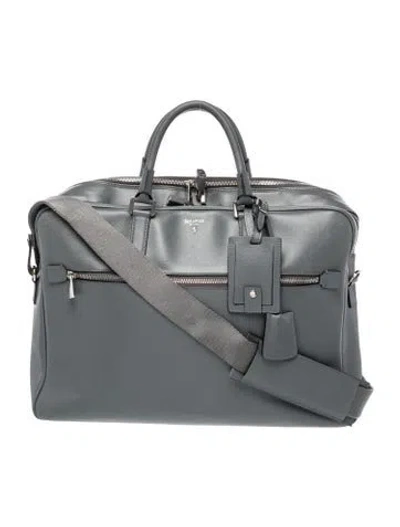 Pre-owned Serapian Saffiano Leather Weekender Bag In Grey