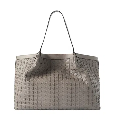 Serapian Secret Large Woven Leather Tote In Gray