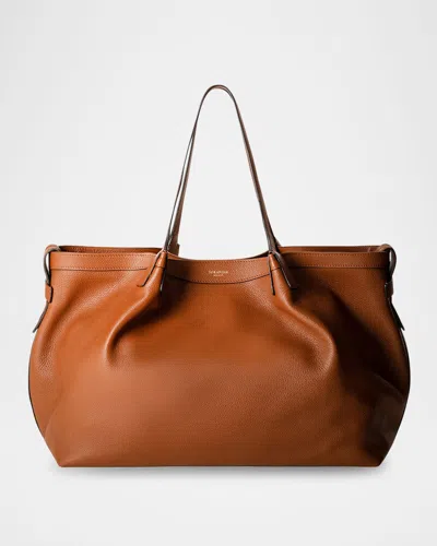 Serapian Secret Leather Tote Bag In Cuoio