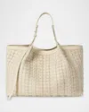 Serapian Secret Mestieri D'arte Wool & Leather Tote Bag In White