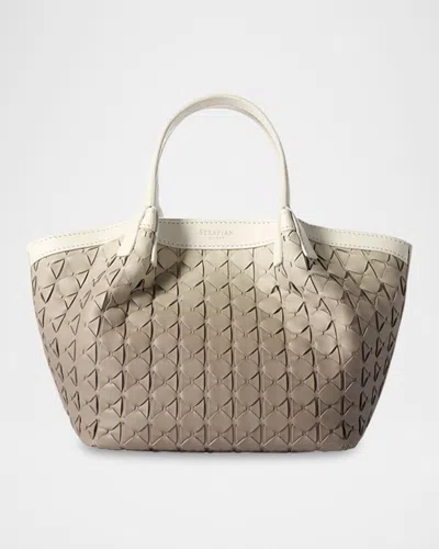 Serapian Secret Mini Mosaic Leather Top-handle Bag In Shaded Sahara
