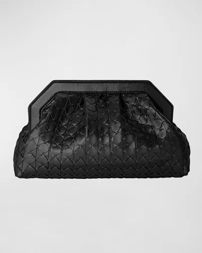 Serapian Secret Mosaic Leather Clutch Bag In Black