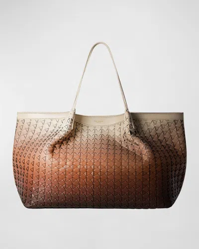 Serapian Secret Mosaic Leather Tote Bag In Shaded Brown