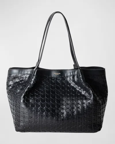Serapian Secret Small Mosaic Leather Tote Bag In Black