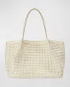 Serapian Secret Small Mosaic Leather Tote Bag In Off White