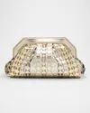 Serapian Secret Woven Mosaic Metallic Leather Clutch Bag In Gold
